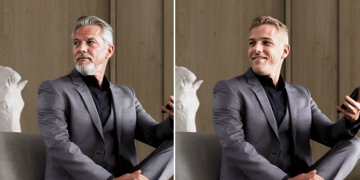 نمای مقایسهٔ کنار‌به‌کنار که بهبود تصویر با AI را نشان می‌دهد.