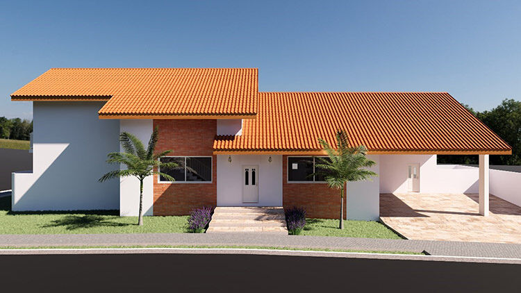 Imagem de uma propriedade residencial de exemplo de renderização coerente do sol