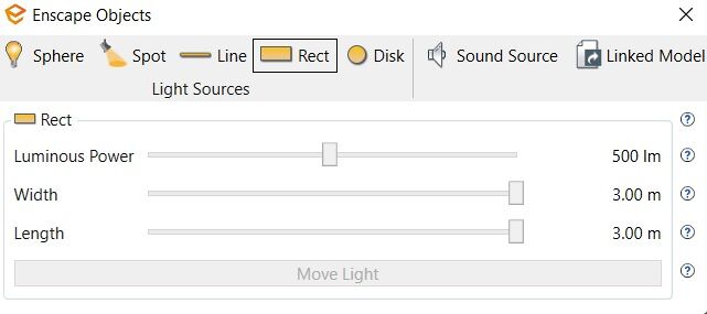 Adding a rectangular light in Enscape