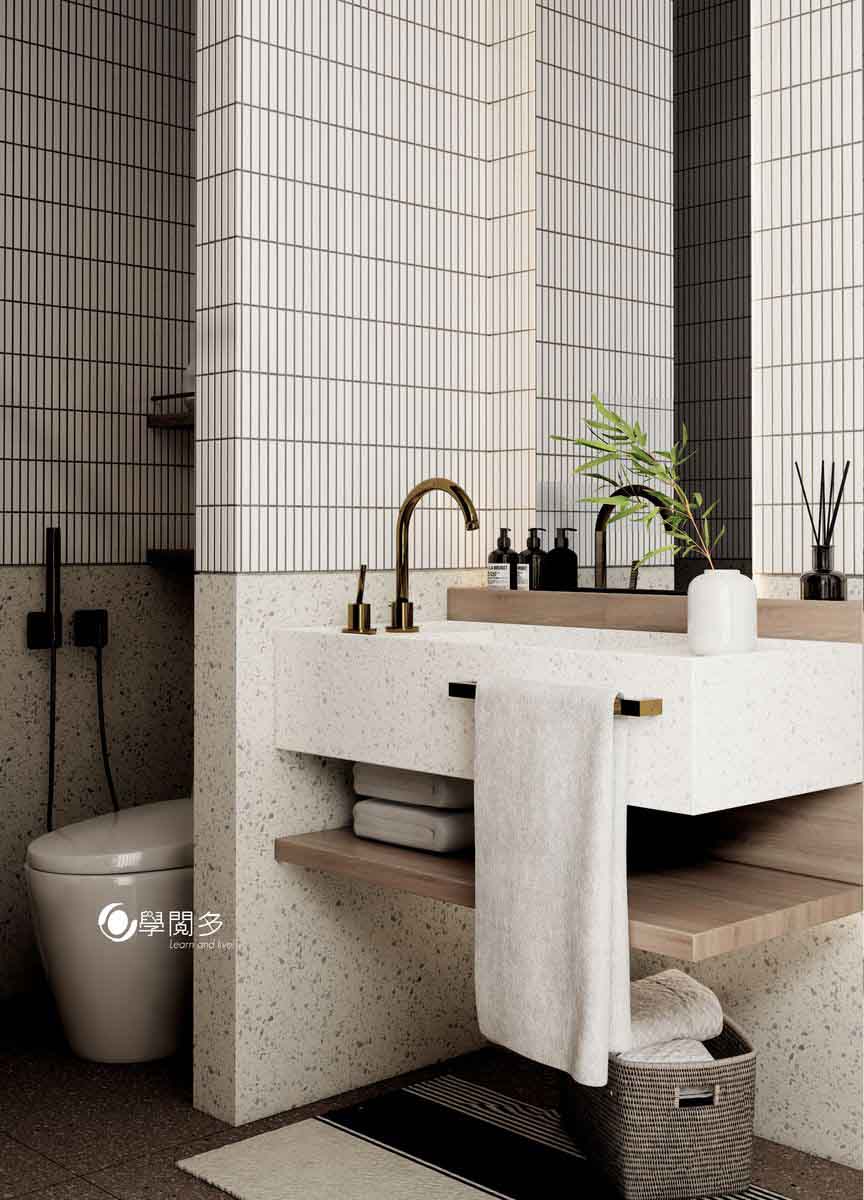 Modern neutral bathroom sink and faucet
