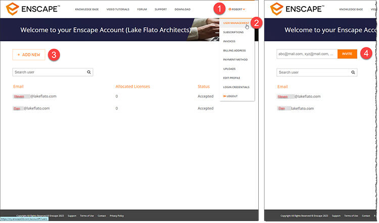 浏览您的 Enscape 用户帐户