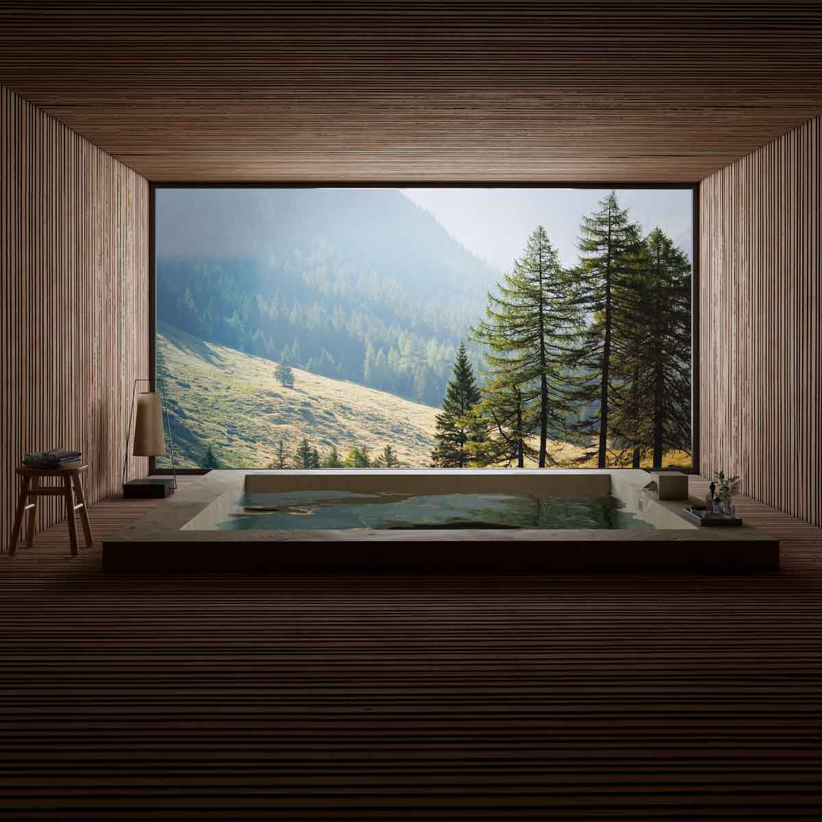 Bathroom render with background HDRI