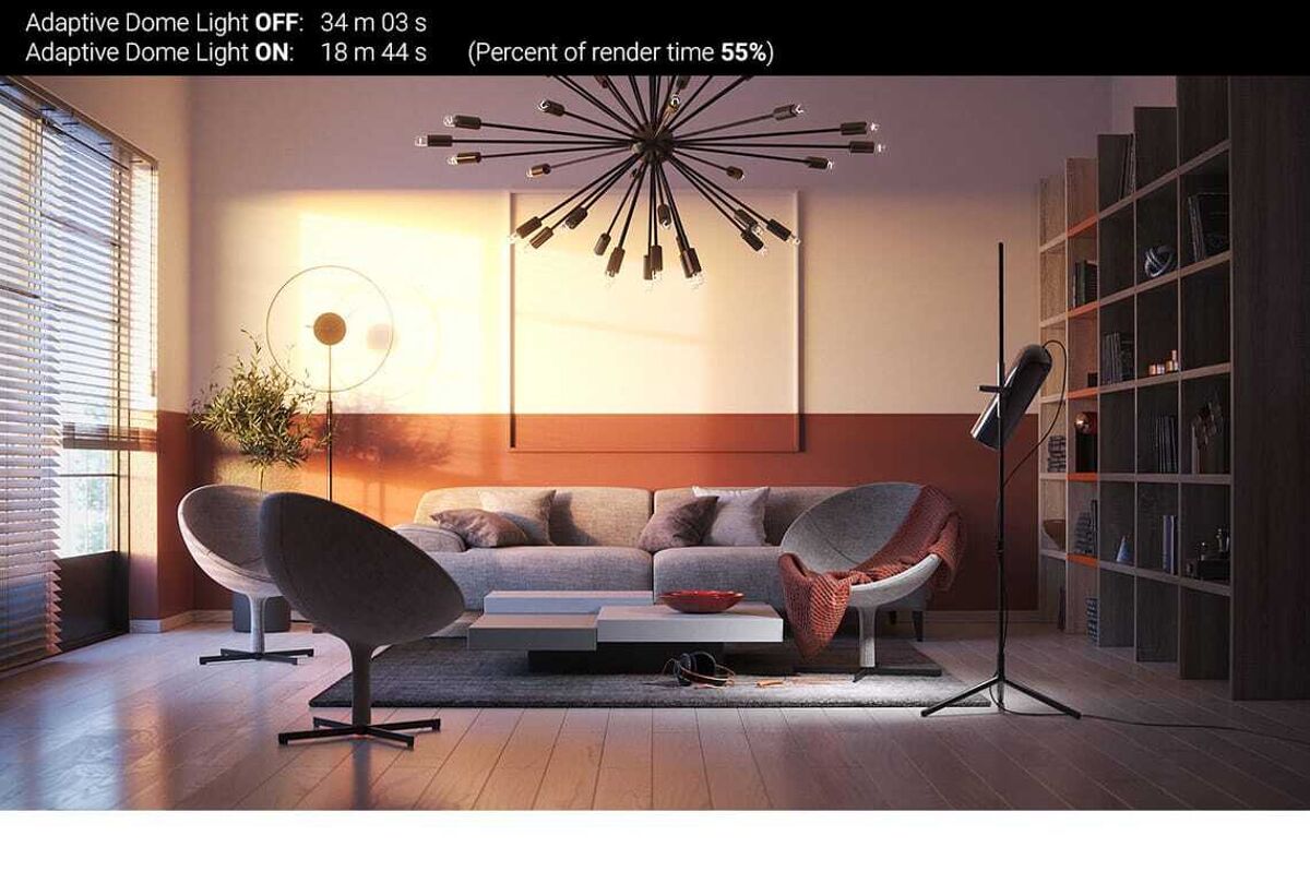 Adaptive dome light benchmarks in V-Ray